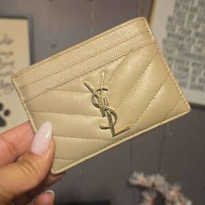 Yves Saint Laurent Quilted Beige Card Holder
